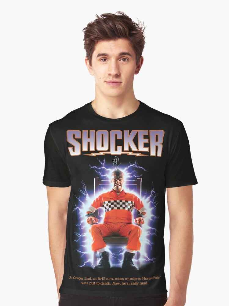 Shocker horror movie graphic t-shirt featuring a stylized design - Men