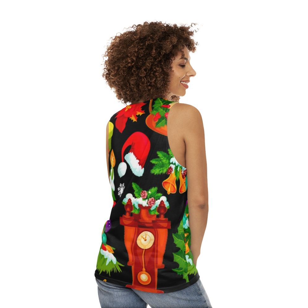 Christmas pattern unisex tank top - women back