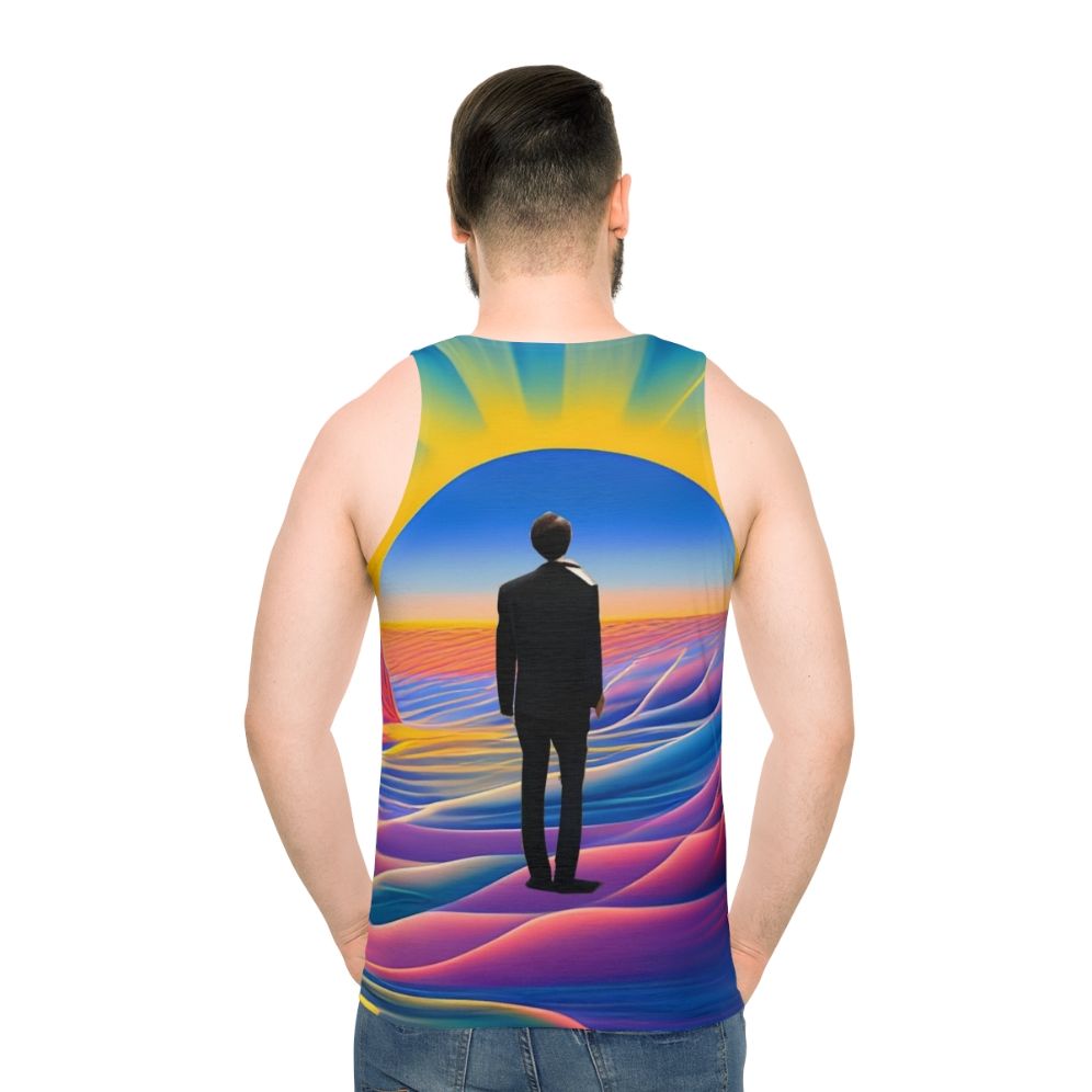 Colorful desert sunrise unisex tank top - men back