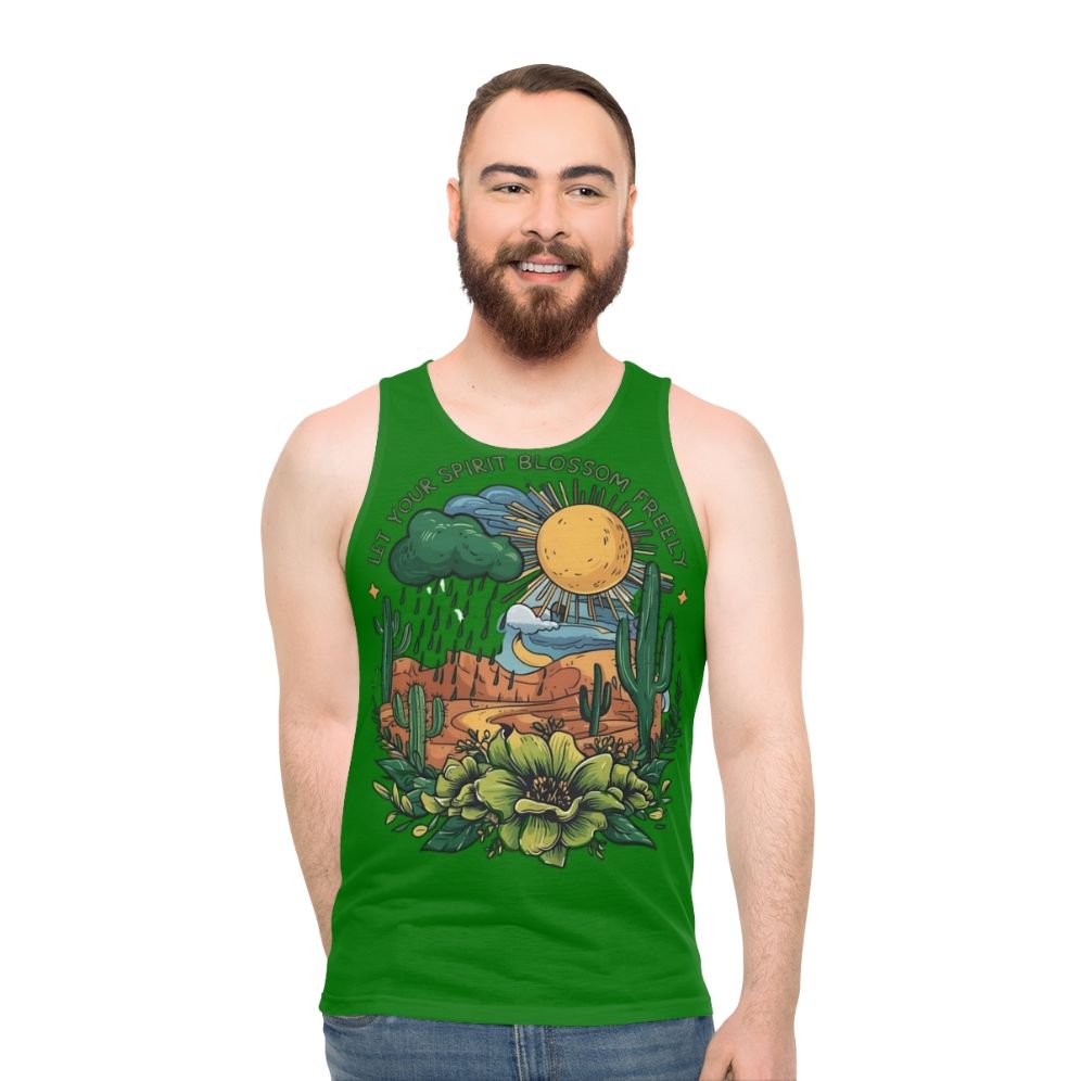 Floral unisex tank top with nature inspired design - men