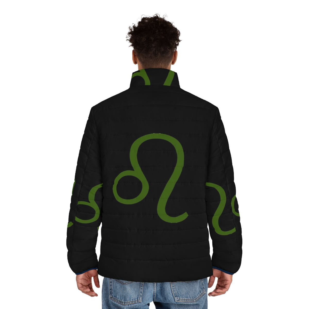 Nepeta Leijon inspired puffer jacket with zodiac symbol and cat design - men back