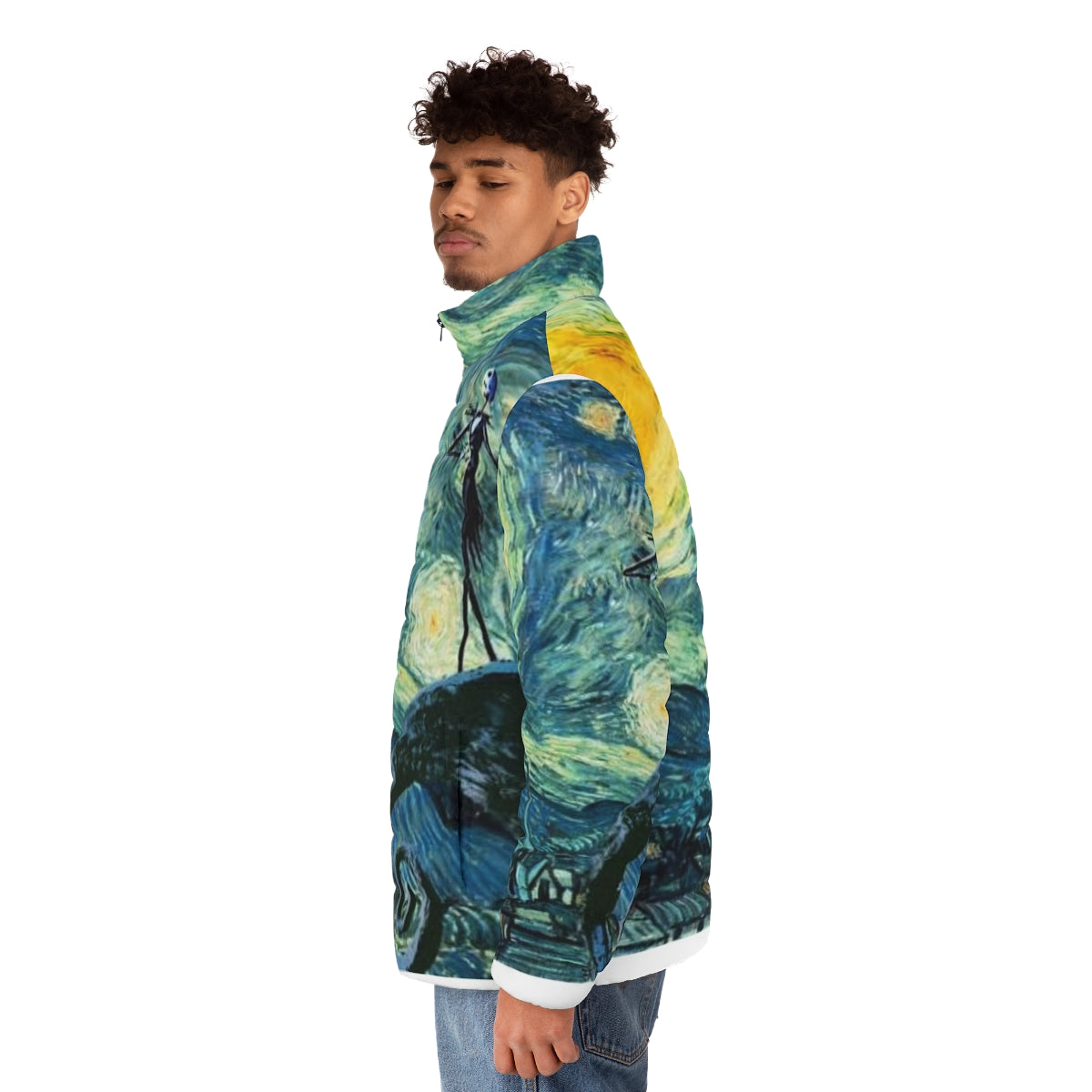 Nightmare Before Christmas Starry Night Puffer Jacket featuring Jack Skellington - men side left