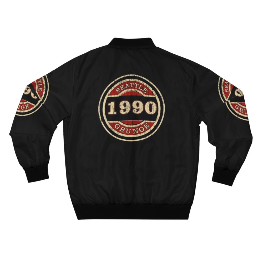 Seattle Grunge Bomber Jacket with Iconic '90s Music Imagery - Back