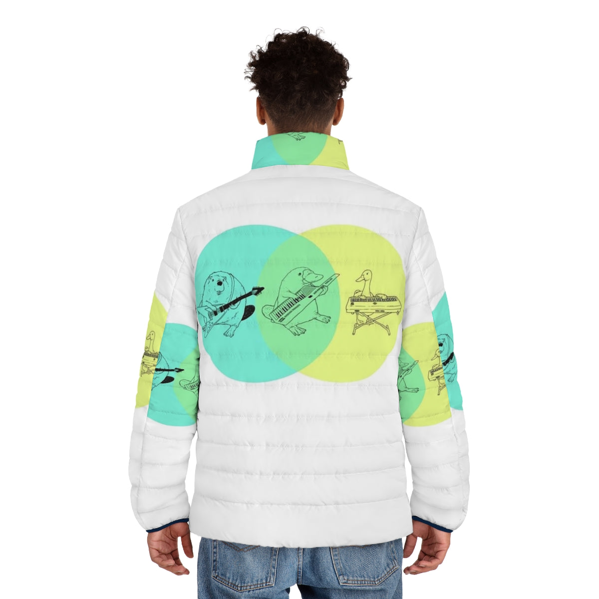 Keytar Platypus Venn Diagram Puffer Jacket - men back