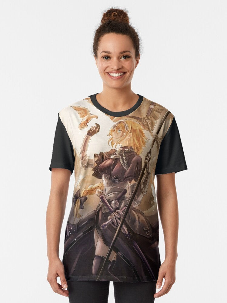 Joan of Arc anime character graphic design t-shirt for Fate series fans - Women