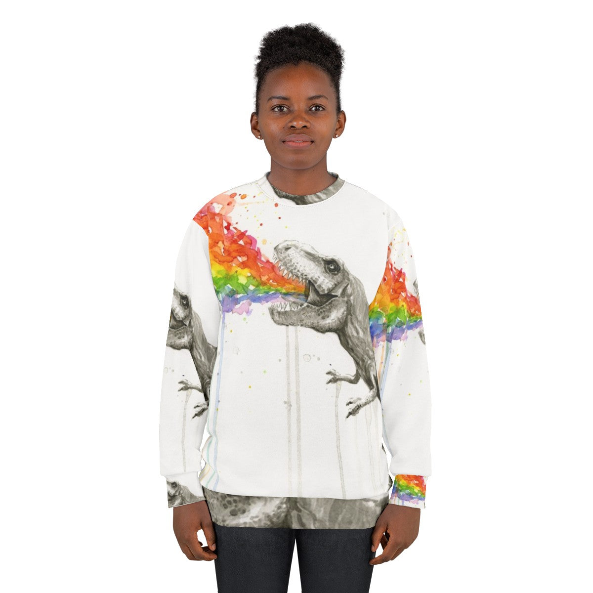 Colorful T-Rex Rainbow 'Puke' Sweatshirt - women