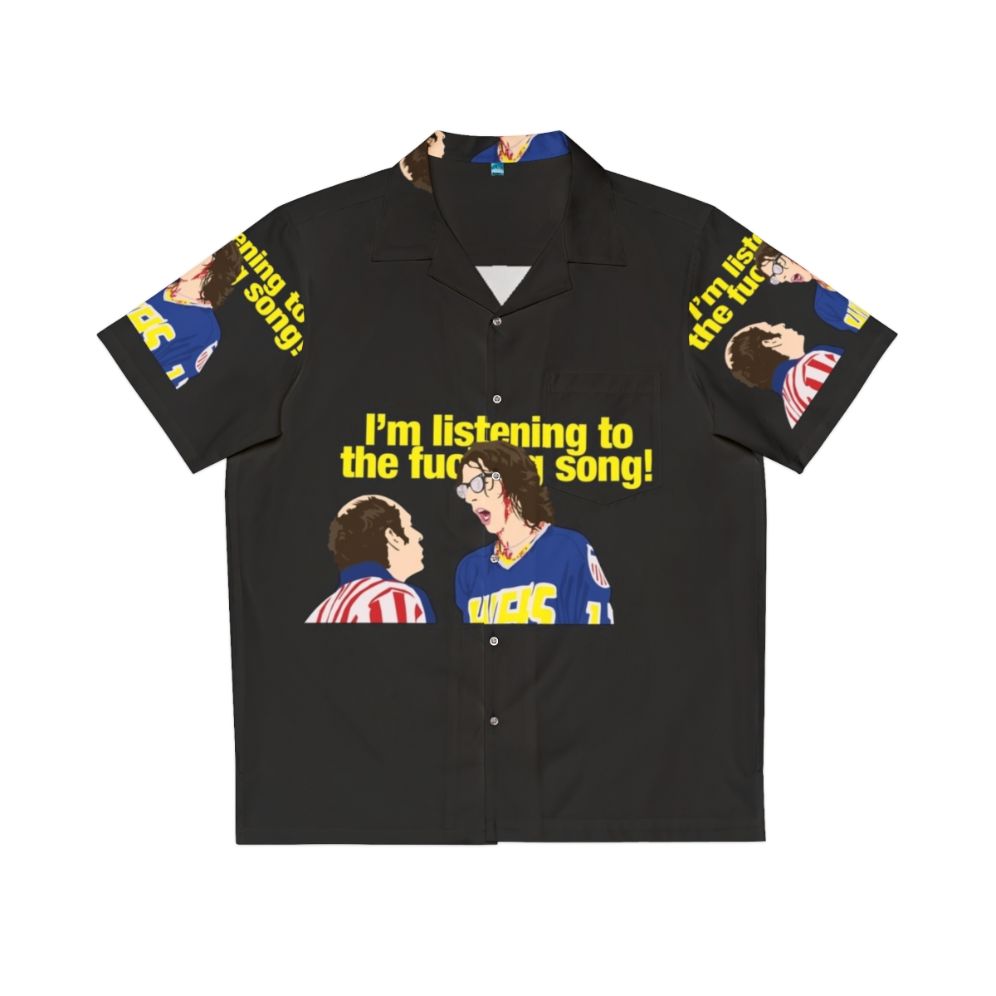 Hanson Brothers National Anthem Hawaiian Shirt featuring hockey, sports, and cult comedy elements