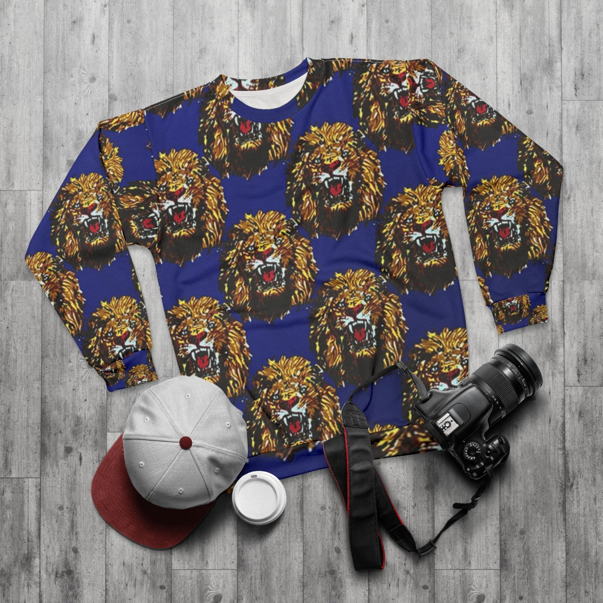 Blue Isi Agu Lion Head Sweatshirt - flat lay