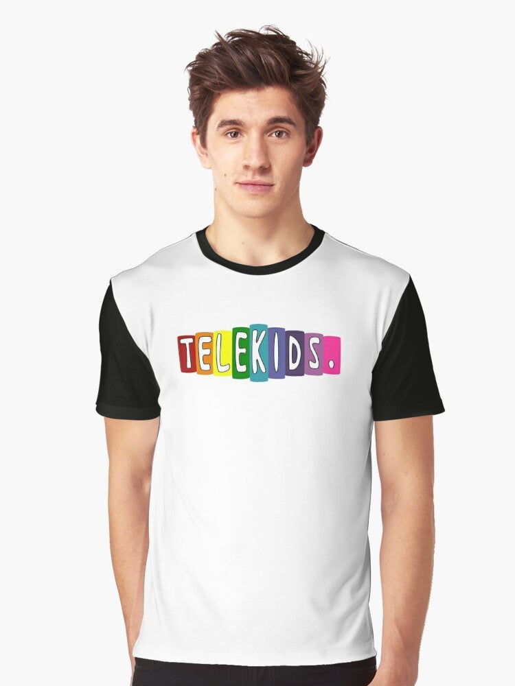 Telekids graphic t-shirt for children featuring colorful television-inspired design - Men