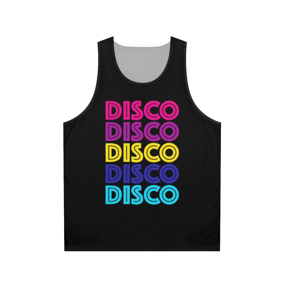 Disco-inspired unisex tank top with glittering disco ball design