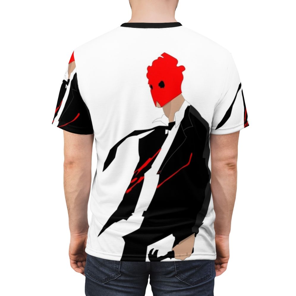 Dorohedoro inspired anime graphic t-shirt with characters Shin, Noi, Cayman, and Nikaido - men back