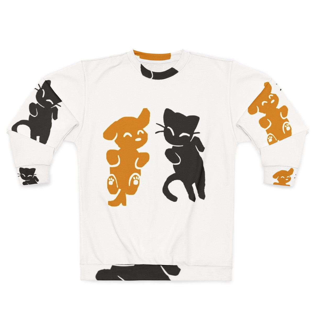 Cat and dog sweatshirt with cute animal print design