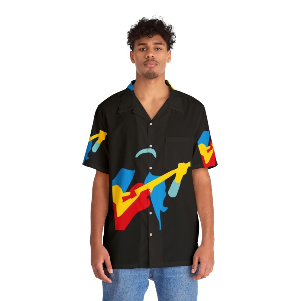 Dire Straits Hawaiian Shirt with Retro Music Band Graphics - People Front