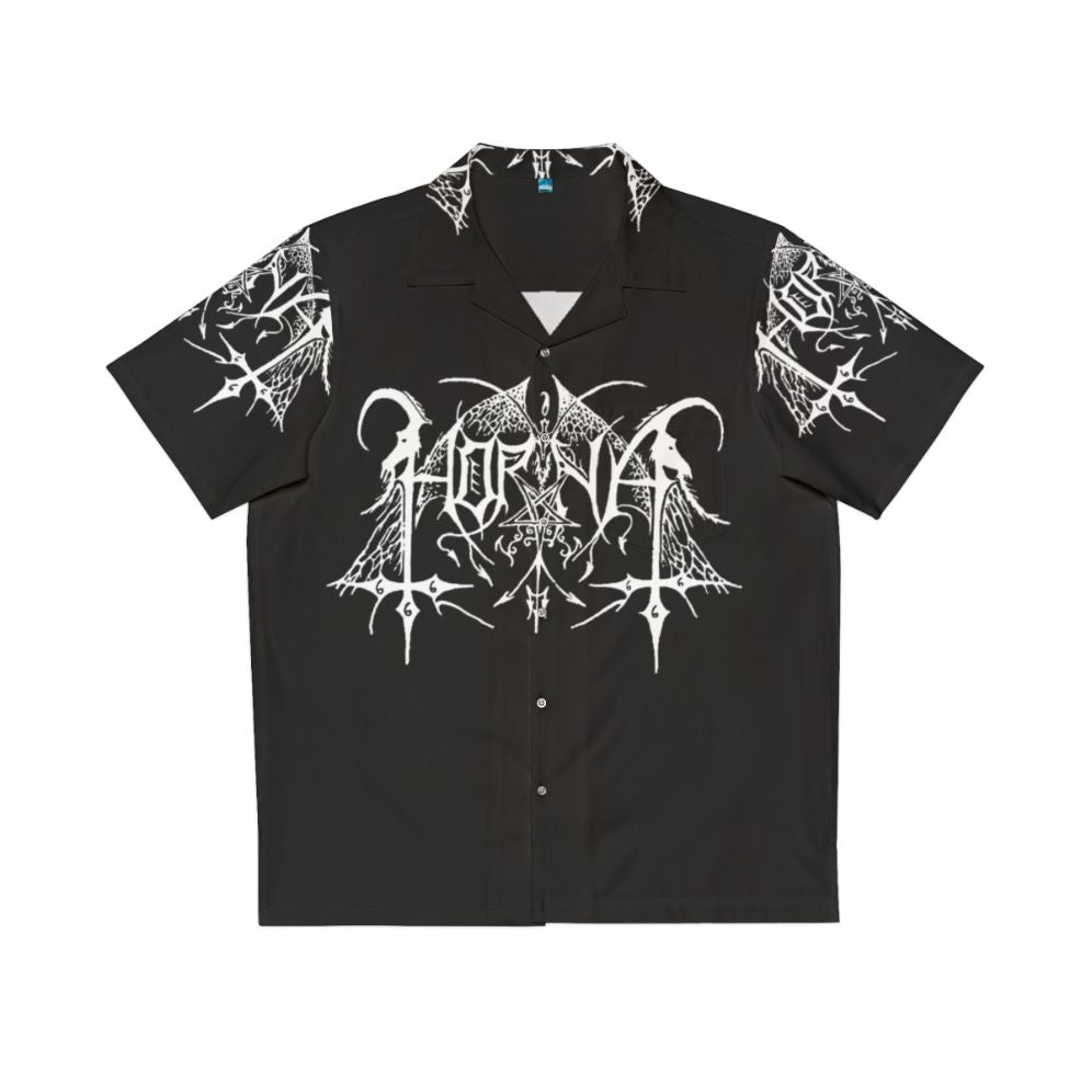 Black Metal Hawaiian Shirt with Horna and Finnish Black Metal Inspired Designs