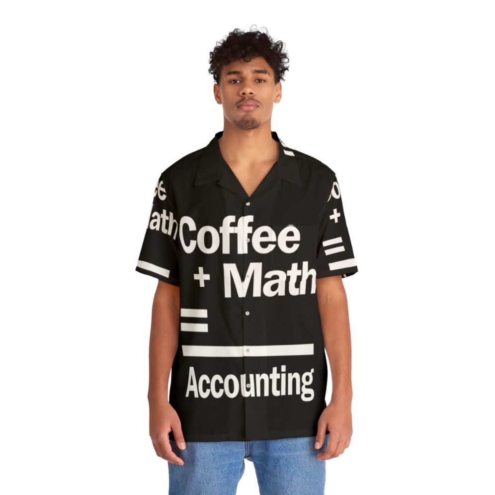 Accounting Hawaiian Shirt with Coffee and Math Design - Lifestyle