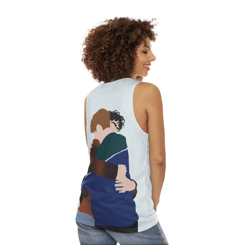 Heartstopper Unisex Tank Top with Nick and Charlie Hug - women back