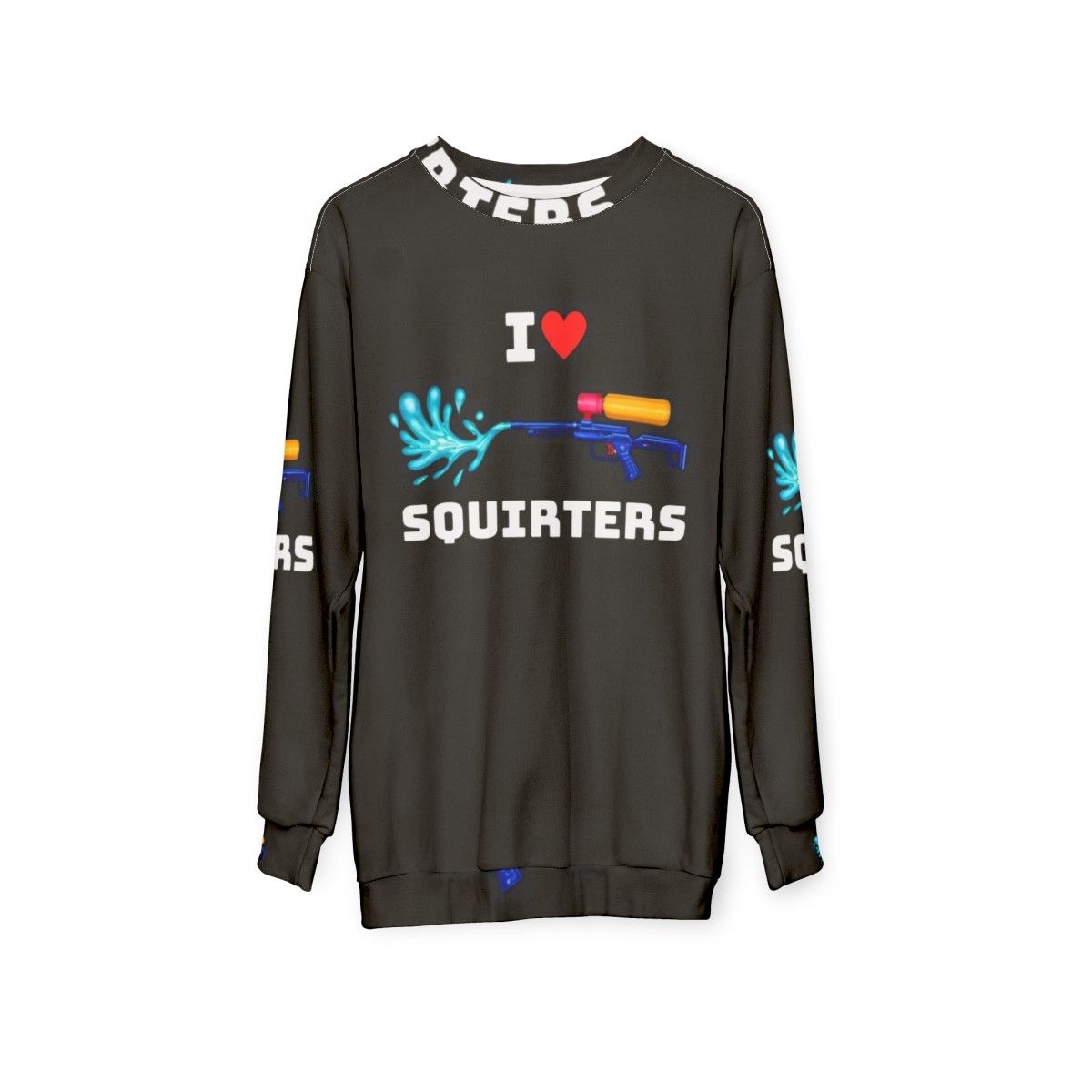 I Love Squirters Sweatshirt with Cute Squirrel Graphic - hanging