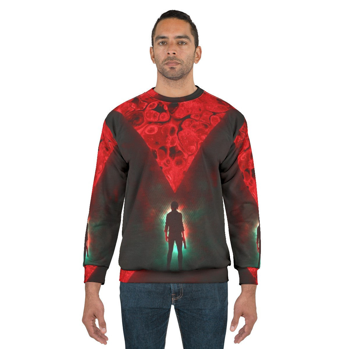 Retro Control Sweatshirt with cyberpunk and futuristic gaming design - men