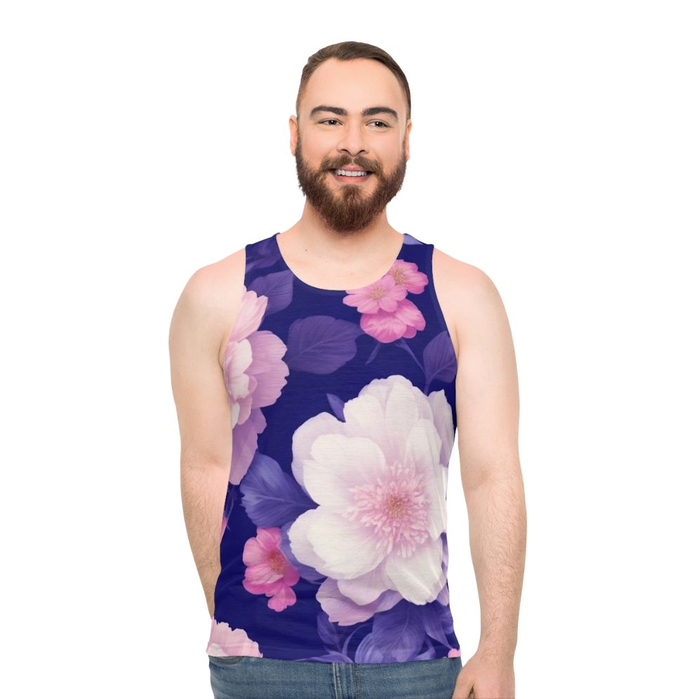 Floral pattern unisex tank top - men