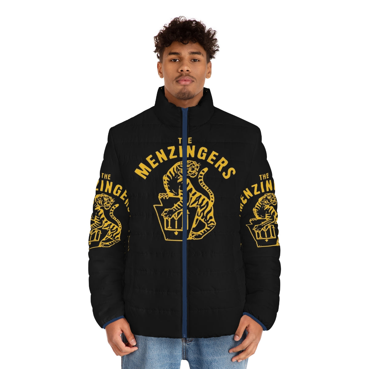 Macan Art Puffer Jacket featuring The Menzingers punk rock band - men front