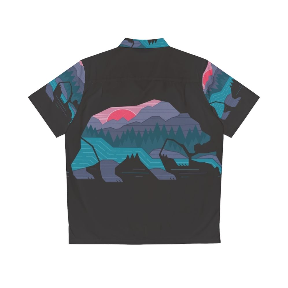 Bear Country Hawaiian Shirt with Minimalist Bear Wildlife Design - Back