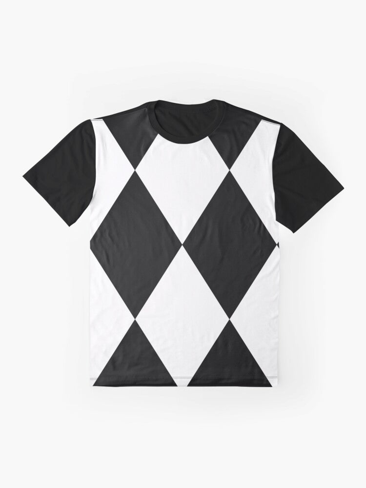 Harlequin graphic pattern black and white t-shirt - Flat lay