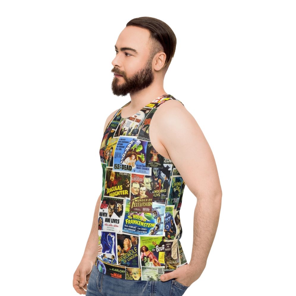 Vintage horror unisex tank top with classic monster movie graphics - men side