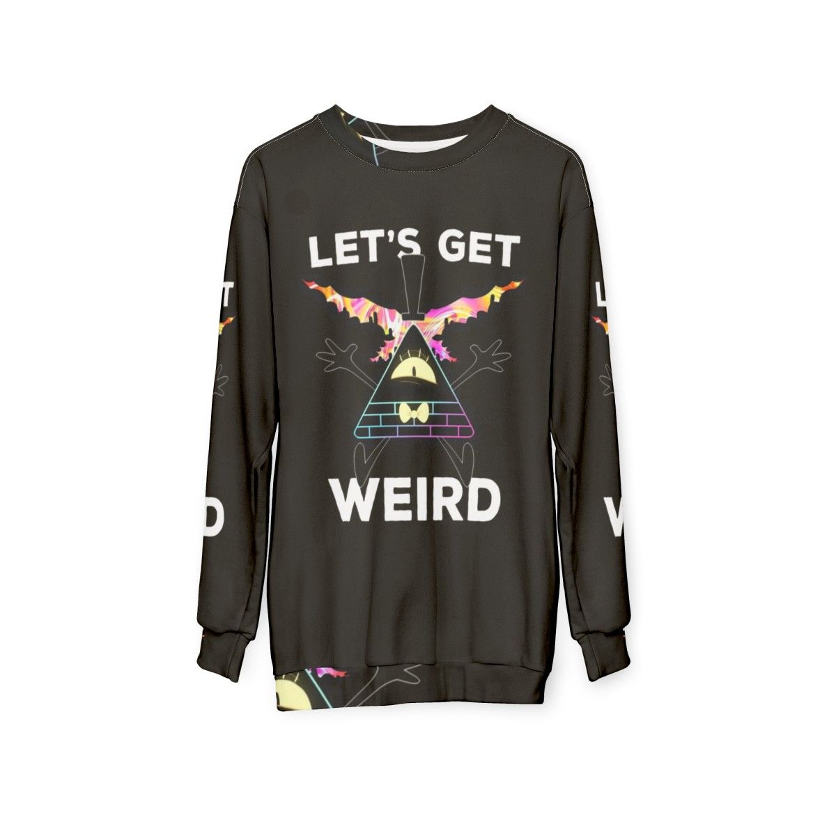 Gravity Falls "Let's Get Weird" Bill Cipher Sweatshirt - hanging