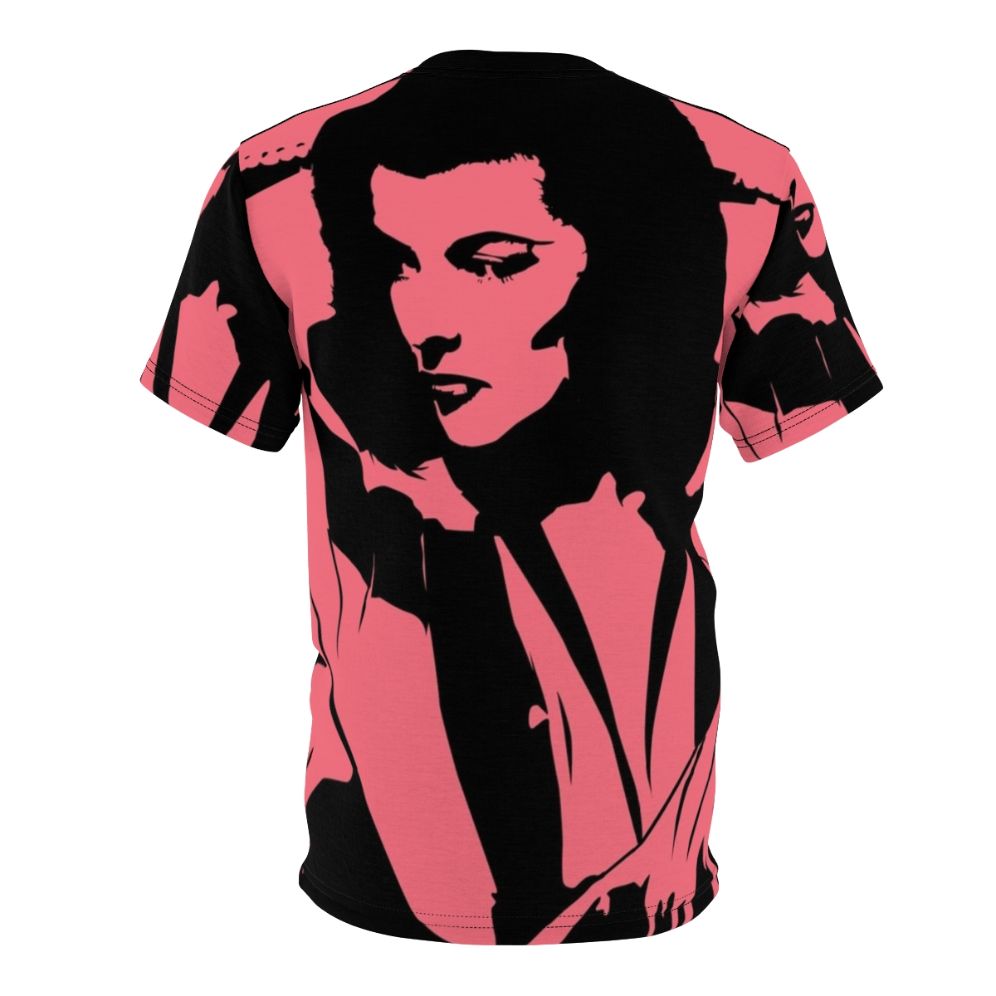 Artistic graphic t-shirt design with a portrait of classic Hollywood actress Katharine Hepburn - Back