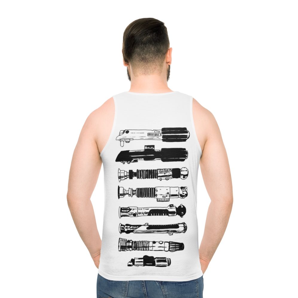 Minimalist Star Wars Lightsaber Jedi Unisex Tank Top - men back