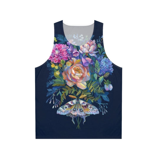 Moth flowers bouquet unisex tank top