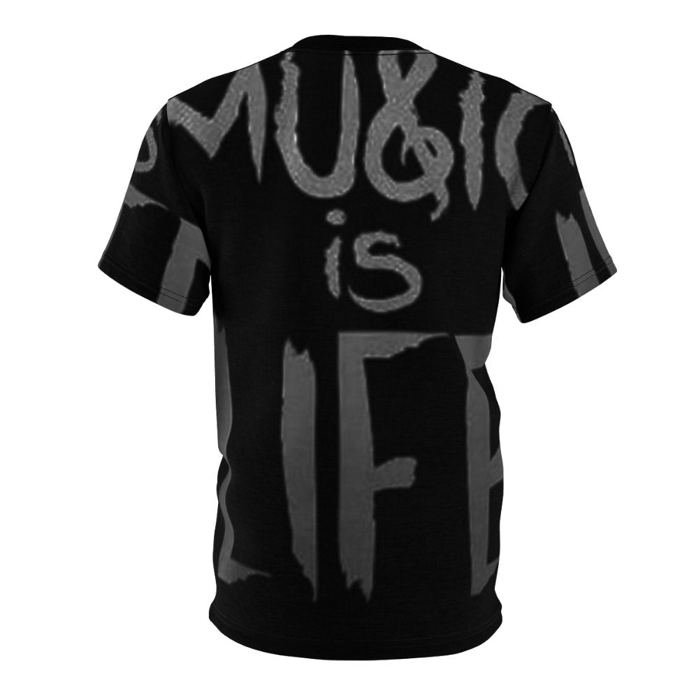 Stylish music-inspired t-shirt featuring the words "Music and Life" - Back