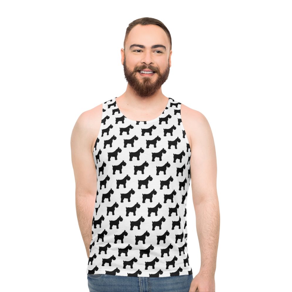 Schnauzer breed silhouette houndstooth unisex tank top - men