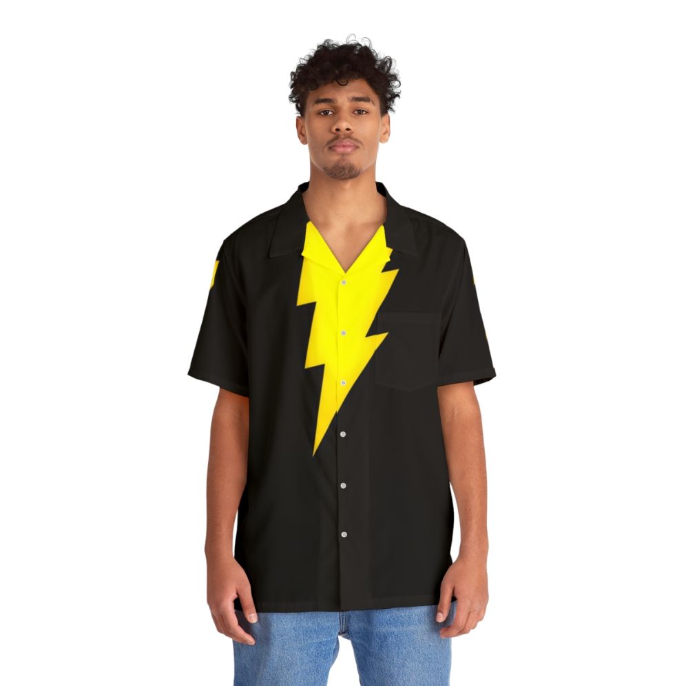 Black Adam Hawaiian Button-Down Shirt - People Front