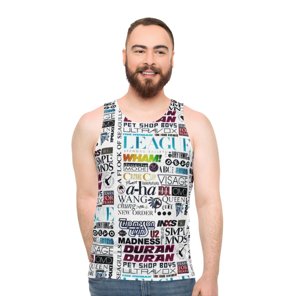 Retro 80s unisex tank top with music-inspired graphic - men