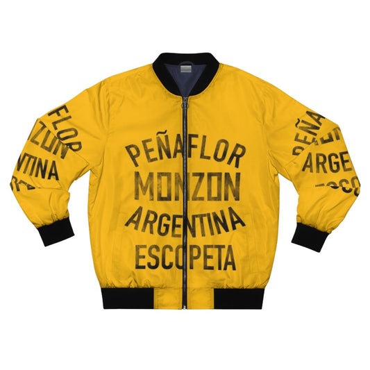 Vintage minimalist bomber jacket featuring a graphic design of Carlos Monzon, the legendary Argentine boxer.