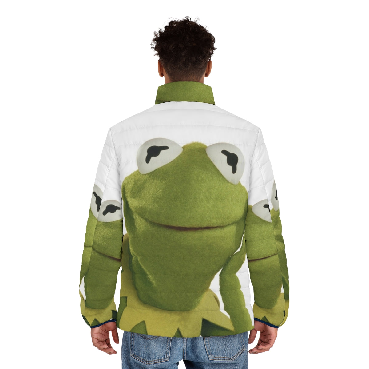 Kermit the Frog-inspired puffer jacket with the Muppets character design - men back