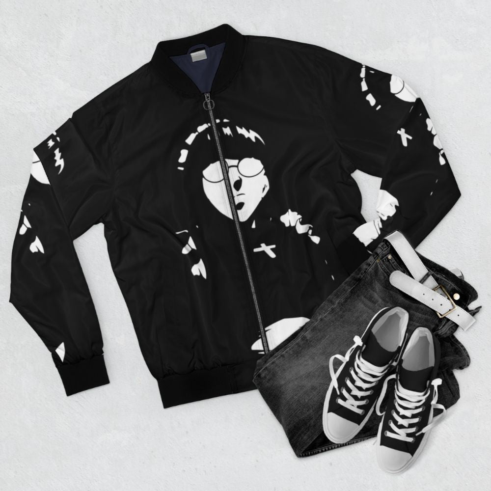 Black Lagoon Roberta Minimalist Bomber Jacket - Flat lay