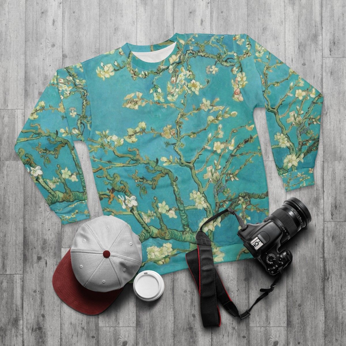 Almond blossoms by Vincent Van Gogh Impressionist art sweatshirt - flat lay