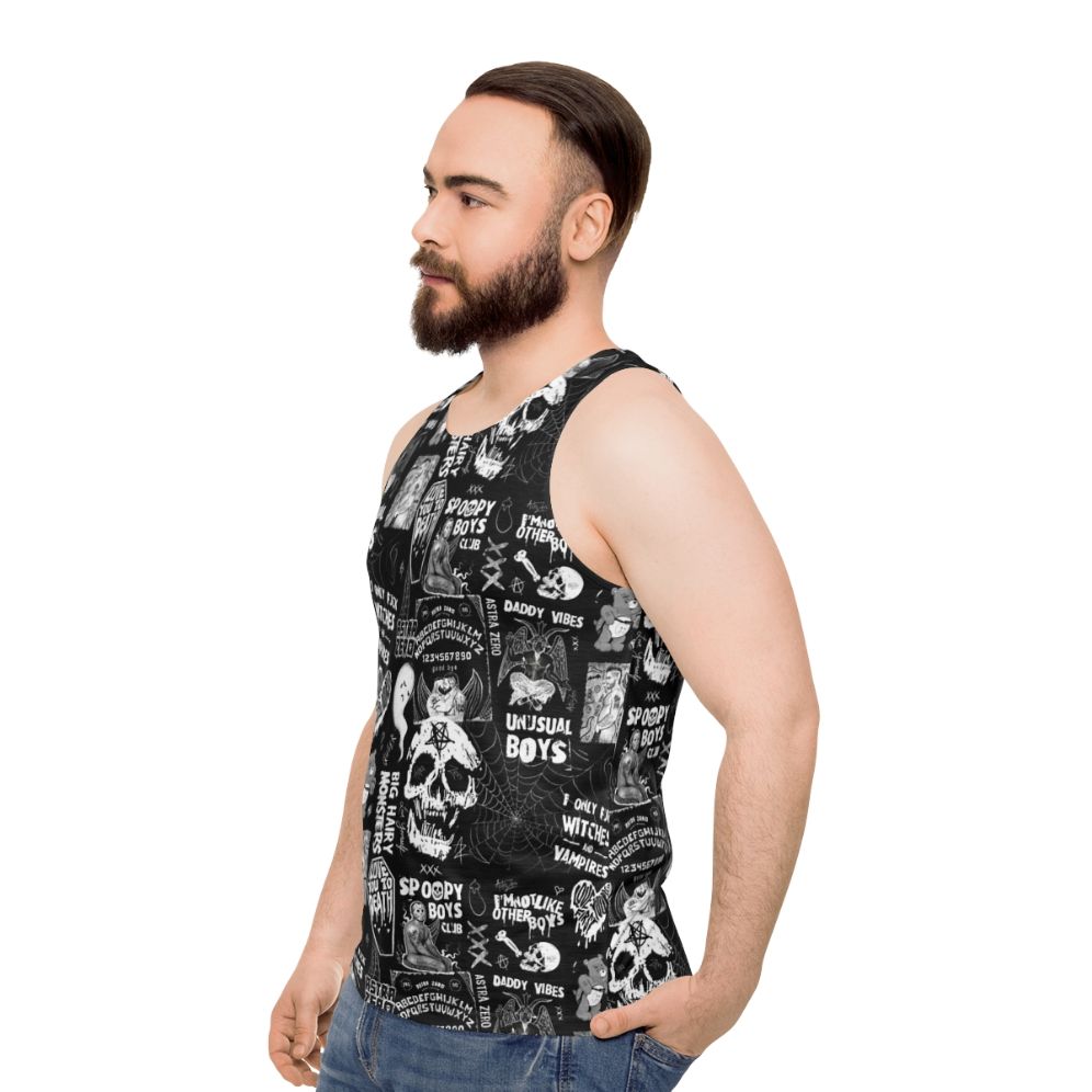 Unisex goth punk tank top with LGBTQ pride design - men side