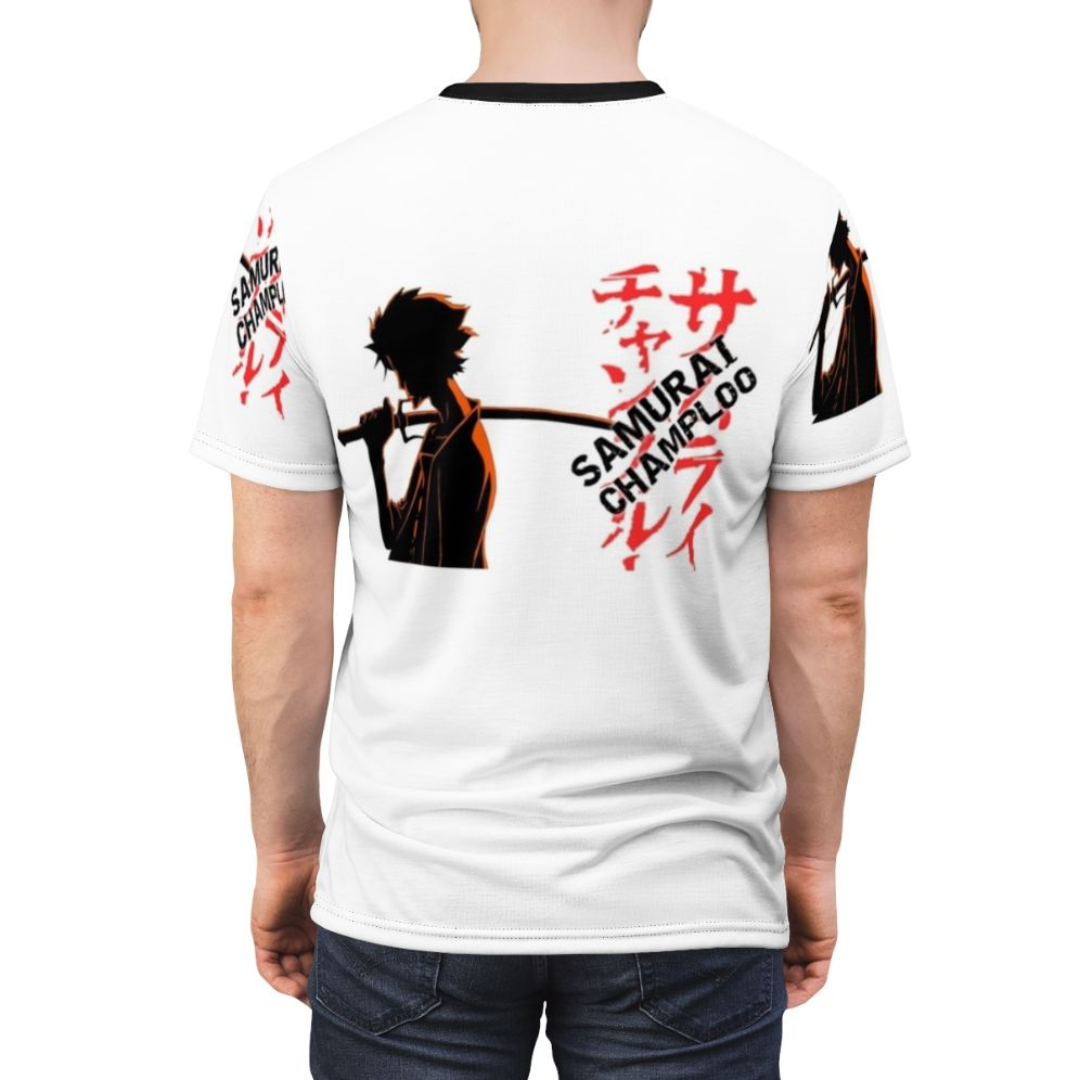 Mugen the Samurai from Samurai Champloo anime series printed on a high-quality t-shirt - men back