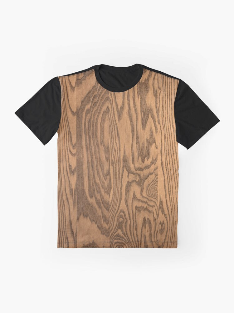 Rustic woodgrain graphic design t-shirt - Flat lay