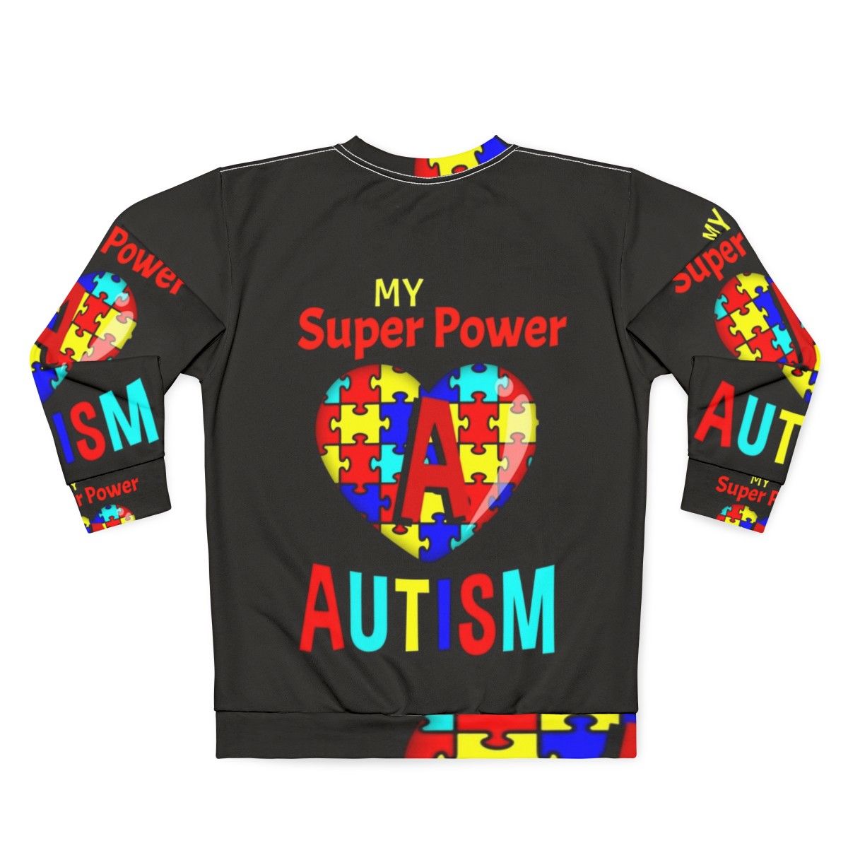 Autism Awareness Sweatshirt with Superhero Design - Back