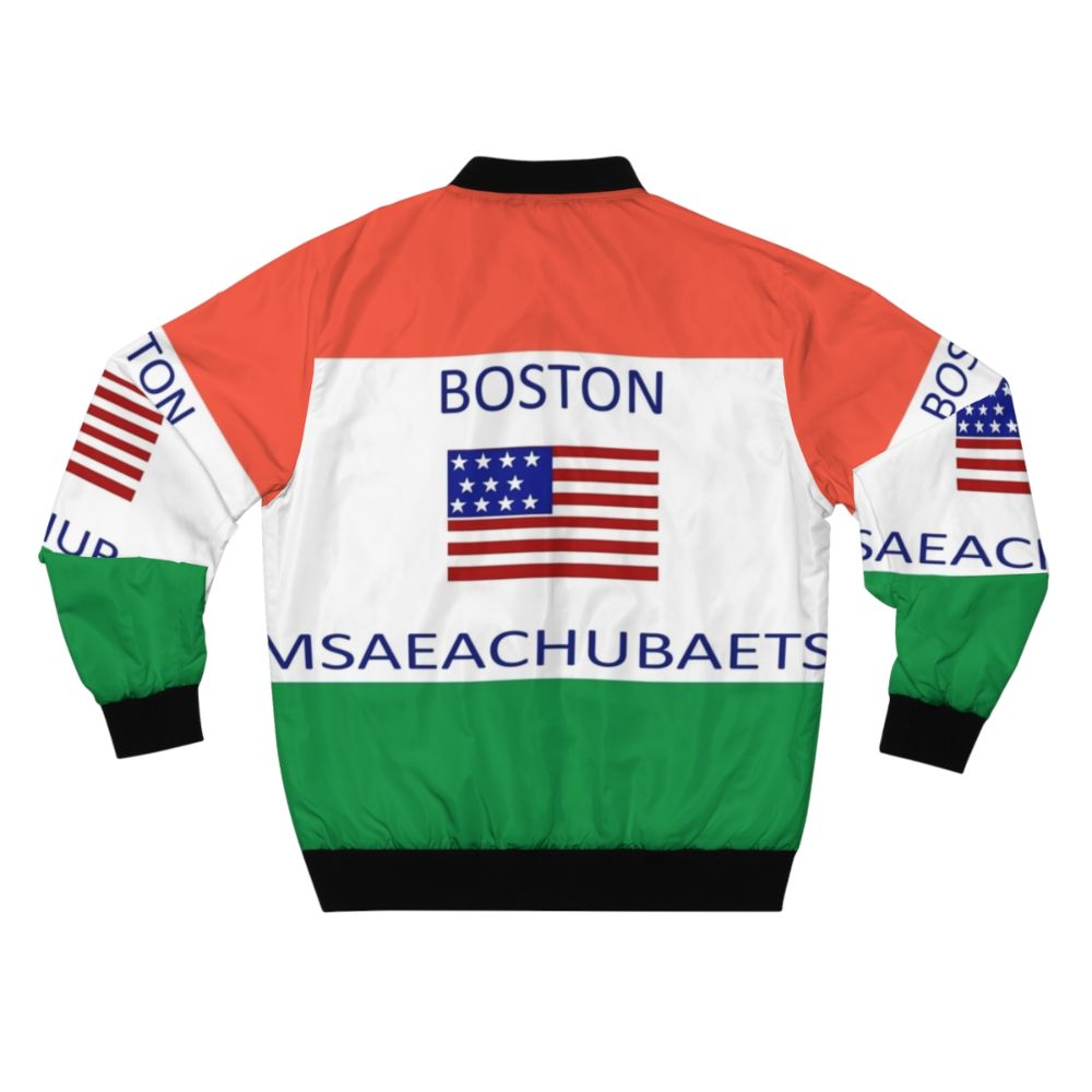 Boston Massachusetts meme-inspired bomber jacket with playful design - Back