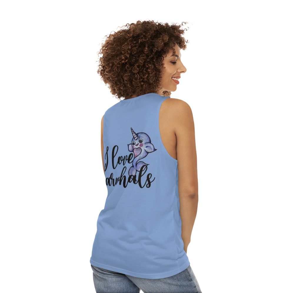 I Love Narwhals Unisex Tank Top - women back