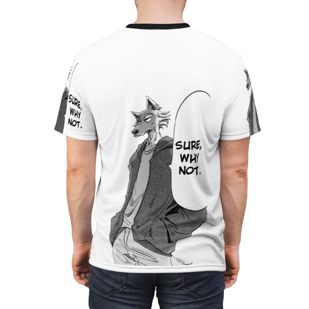 Anime-Inspired Wolf Graphic T-Shirt for Fans of Beastars, Legoshi, and Shoenen Manga - men back