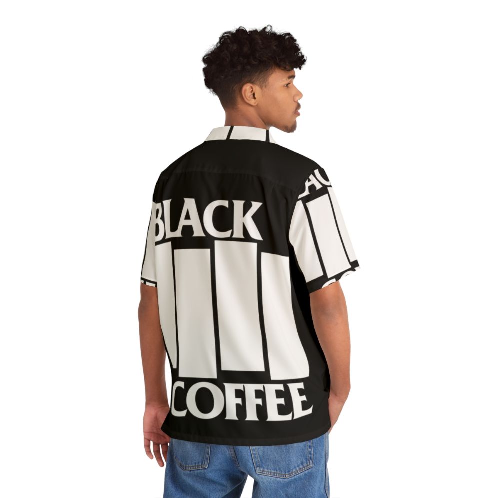 Black coffee-themed Hawaiian shirt with music and metal design - People Back