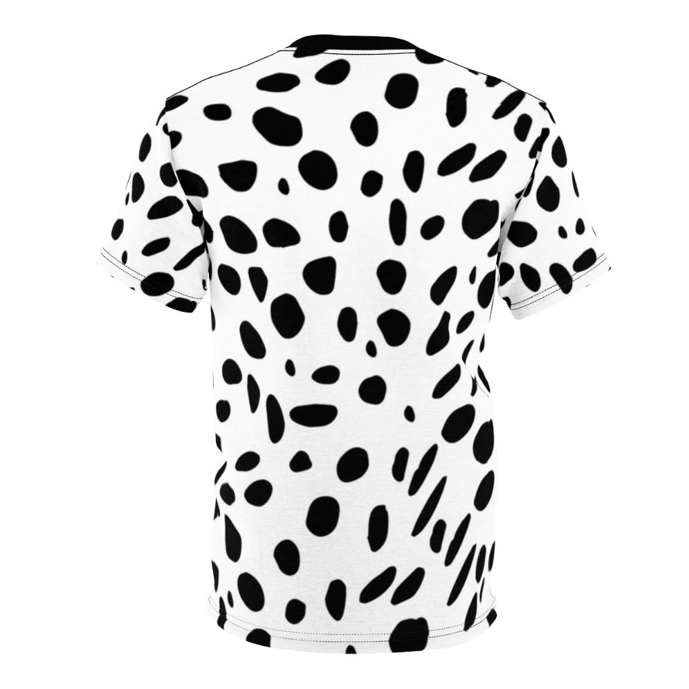 Stylish Dalmatian Print T-Shirt featuring a modern, abstract animal print pattern in black and white. - Back