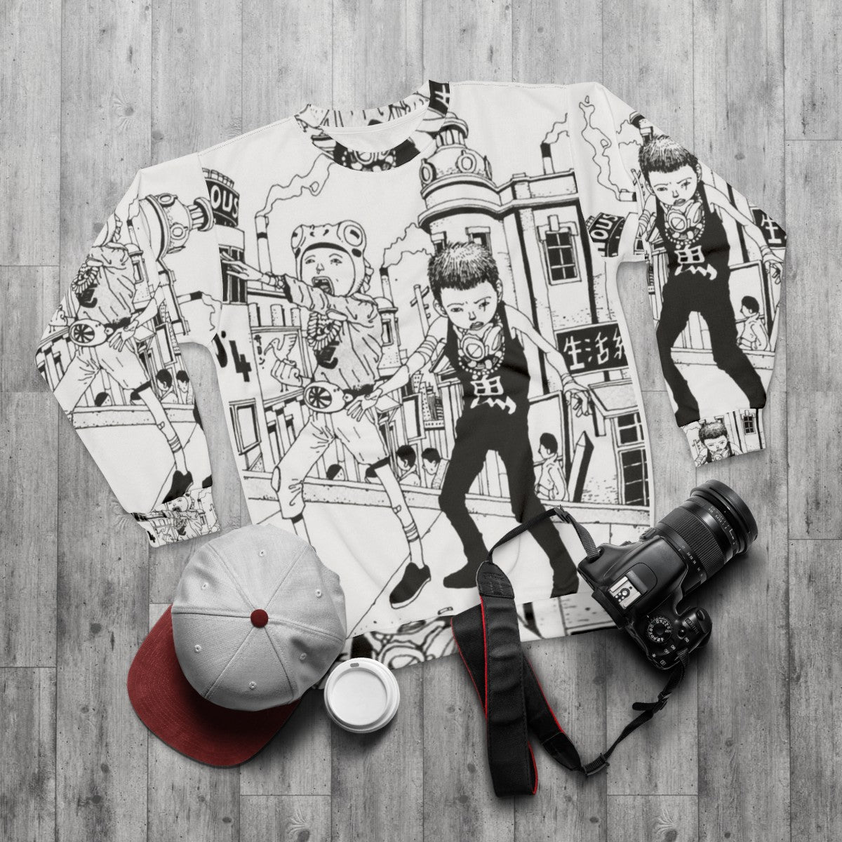 Tekkonkinkreet urban fantasy graphic sweatshirt - flat lay