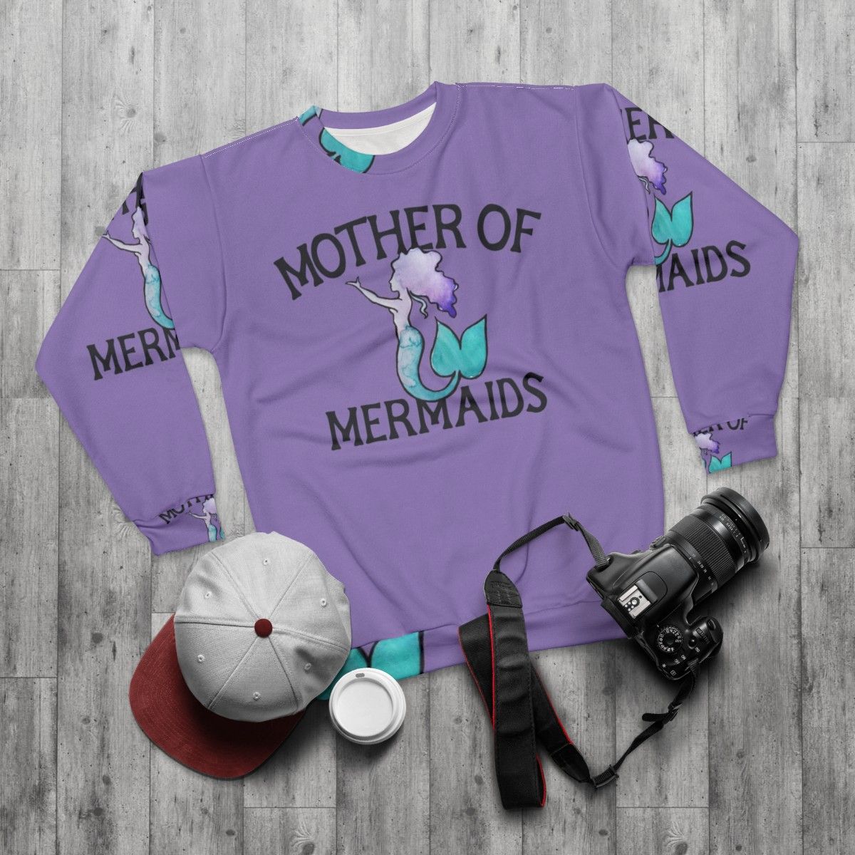 Mother of Mermaids Sweatshirt featuring a cute mermaid design - flat lay